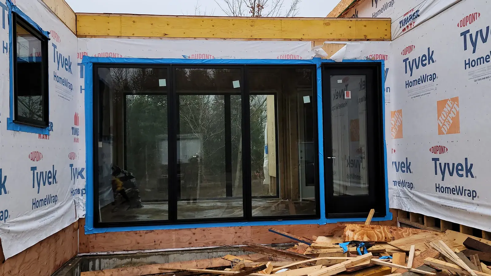 Black aluminum windows and doors going into a new build