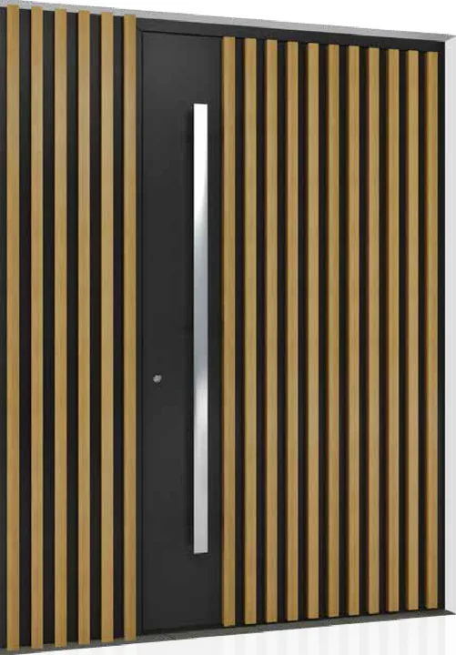 Aluminum entry door style: oak-look tubes