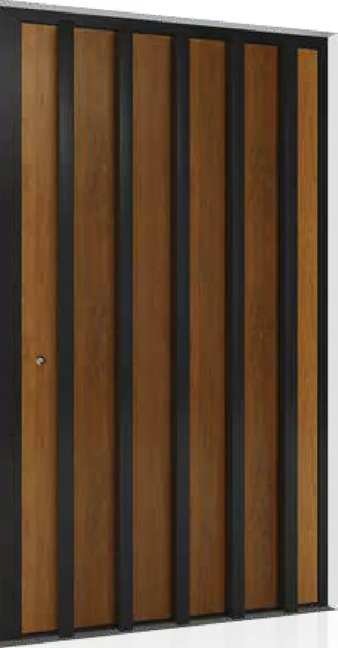 Aluminum entry door style: wide wood-look tubes