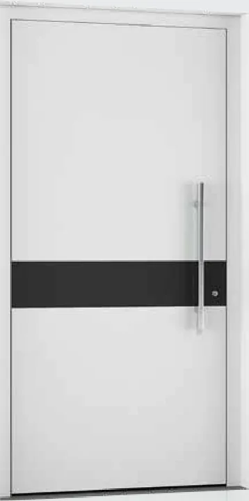 Aluminum entry door style: white with a black band