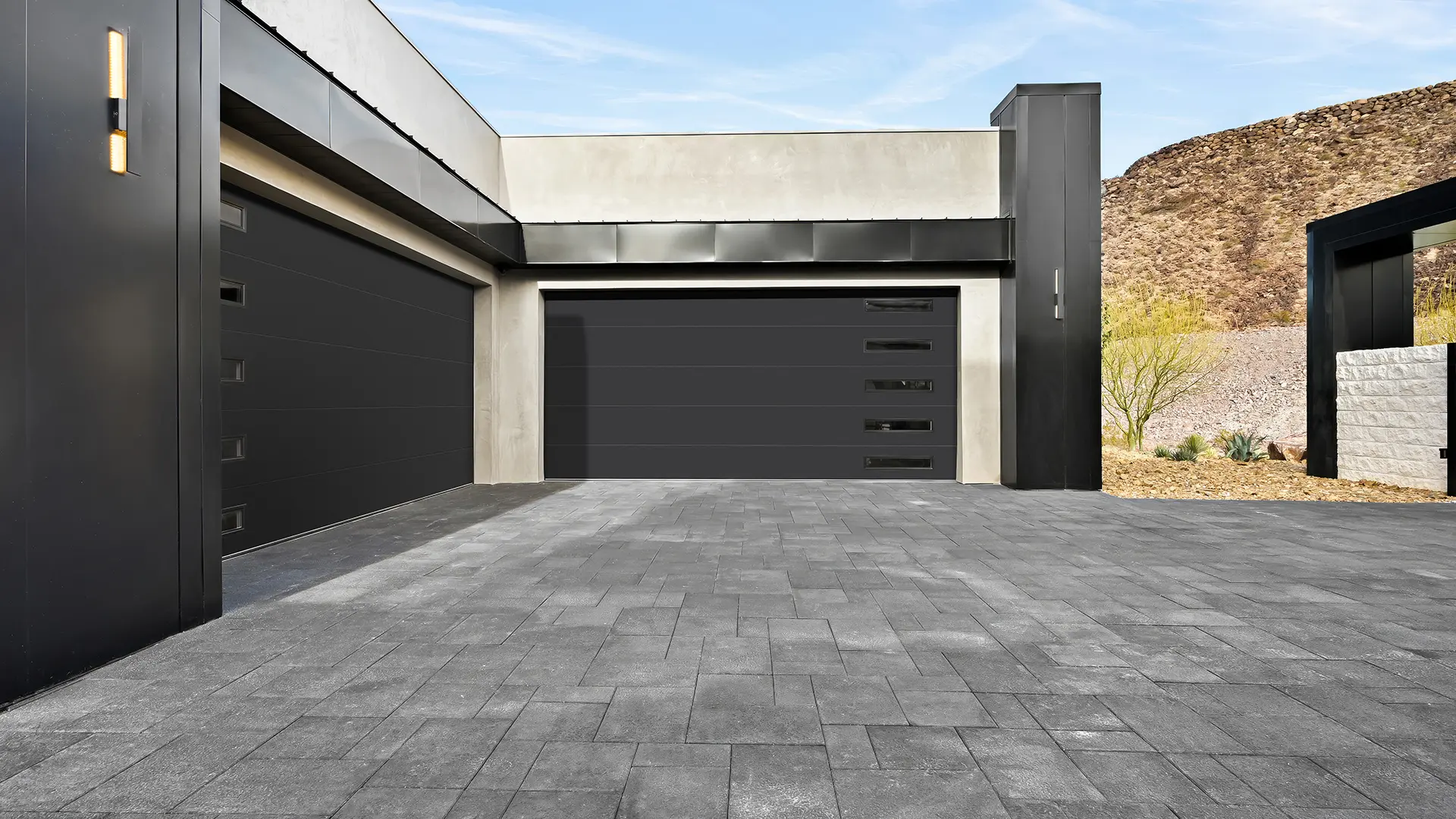 Contemporary flush garage door on a modern home